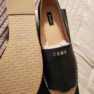 DKNY Leather Mer Peep Toe Espadrille NEW